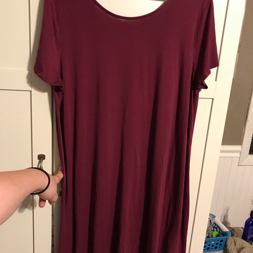 Cute Maroon T-Shirt Dress